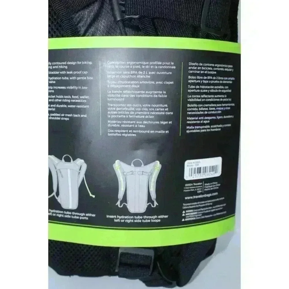 Travelon‎ Bicycle Hydration Backpack 2 L. Bladder hydration tube, reflection NWT - Picture 5 of 11